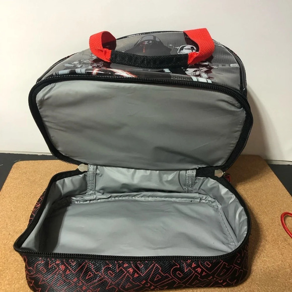 5/$25 Star Wars Lunch Bag Black Red 12x8” Clean 2 Compartments Ice Pack Holder - Picture 9 of 9